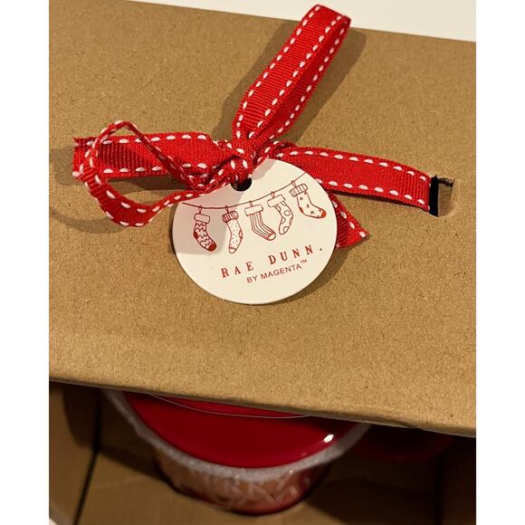NEW Rae Dunn MERRY CHRISTMAS MUG Coffee Press Pour Over Drip Red Gift Set in Box - Picture 3 of 6